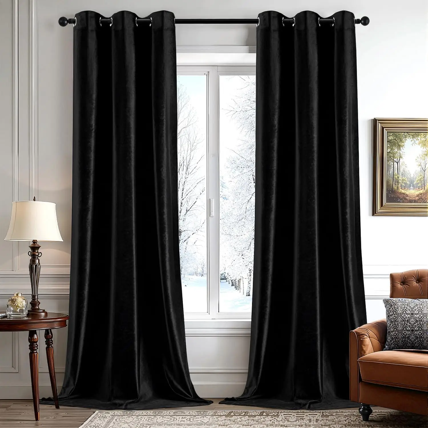 Velvet Blackout Curtains 108 Inches Long Thermal Insulated Soundproof Grommet Drapes for Bedroom Living Room 42x108 Set of 2
Velvet Blackout Curtains 108 Inches Long Thermal Insulated Soundproof Grommet Drapes for Bedroom Living Room 42x108 Set of 2