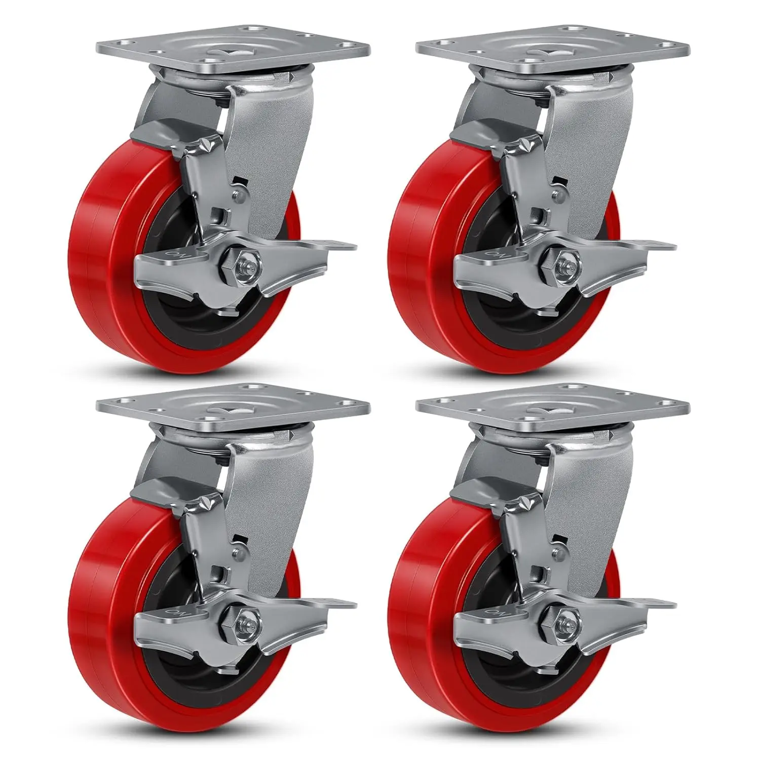 Heavy Duty Industrial Casters, Polyurethane Wheels, 4000 Lbs Capacity Set of 4 for Platform Trucks and Equipment with Brakes
Heavy Duty Industrial Casters, Polyurethane Wheels, 4000 Lbs Capacity Set of 4 for Platform Trucks and Equipment with Brakes