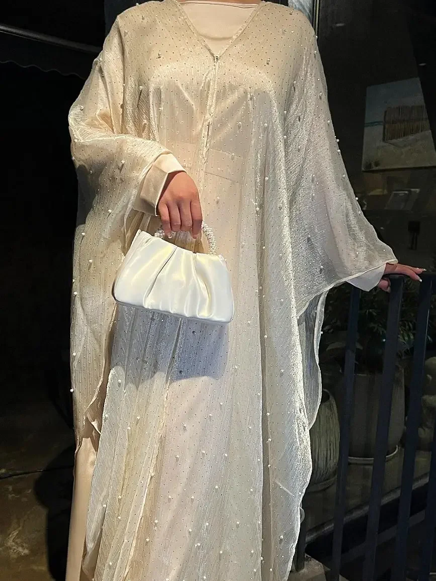 Pearl Beading Starry Sky Dress Elegant Women's Clothing Muslim Abaya Dress Robe Solid Color Loose Long Dress Robe
Pearl Beading Starry Sky Dress Elegant Women's Clothing Muslim Abaya Dress Robe Solid Color Loose Long Dress Robe