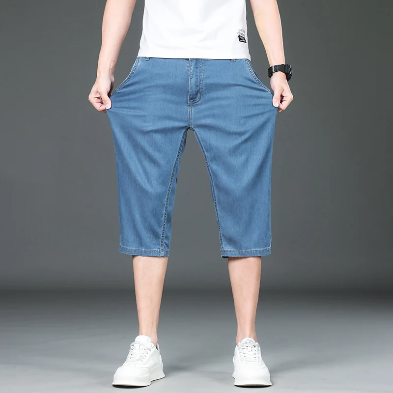 2025 Summer Men's Trendy Ultra-thin Tennis Denim Shorts Loose Straight Casual and Versatile Cropped Pants Light Blue Dark Blue
2025 Summer Men's Trendy Ultra-thin Tennis Denim Shorts Loose Straight Casual and Versatile Cropped Pants Light Blue Dark Blue