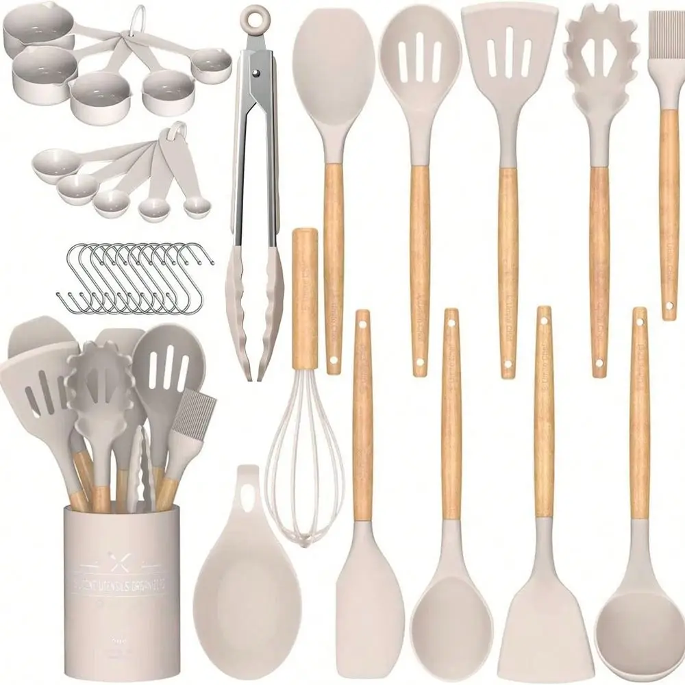 Silicone Kitchen Utensil Set HeatResistant, Suitable For NonStick Cookware, Black Stainless Steel Handle, Includes Brush Set, S
Silicone Kitchen Utensil Set HeatResistant, Suitable For NonStick Cookware, Black Stainless Steel Handle, Includes Brush Set, S