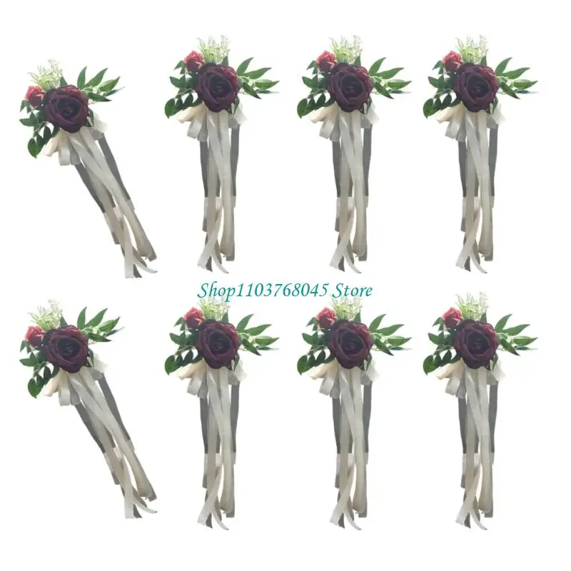 R53F Set Of 6 Sophisticated Florals Pews Decoration with Ribbons Chair Back Ornament for Church Ceremonies and Weddings
R53F Set Of 6 Sophisticated Florals Pews Decoration with Ribbons Chair Back Ornament for Church Ceremonies and Weddings