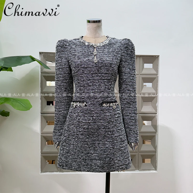 French Elegant Temperament Socialite Sequin Beaded Round Neck Long Sleeve High Waist Slim A-line Short Dress for Women Autumn
French Elegant Temperament Socialite Sequin Beaded Round Neck Long Sleeve High Waist Slim A-line Short Dress for Women Autumn