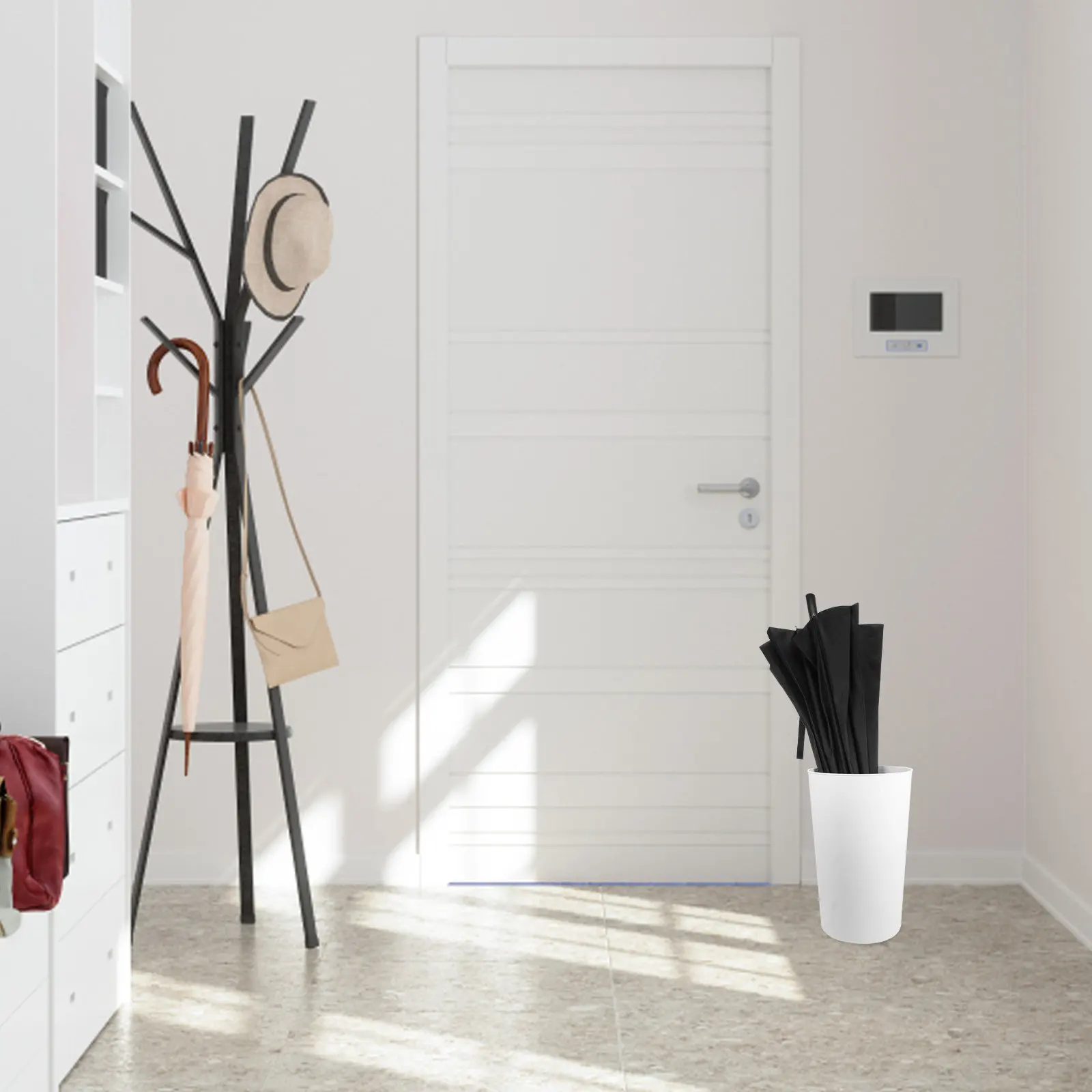 Вместительный контейнер для хранения зонтов для прихожей, дома, офиса, использования внутри и снаружи помещений, с функцией отвода воды, многофункциональный
Вместительный контейнер для хранения зонтов для прихожей, дома, офиса, использования внутри и снаружи помещений, с функцией отвода воды, многофункциональный