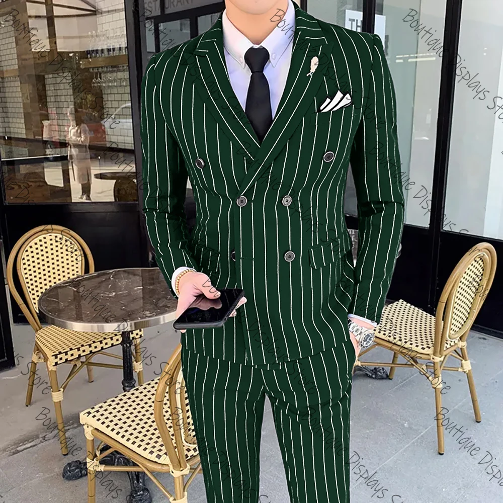 High Quality Stripes Slim Double Breasted Men Suit Two Pieces(Jacket+Pants) Outfits Casual Party Prom Wedding Set
High Quality Stripes Slim Double Breasted Men Suit Two Pieces(Jacket+Pants) Outfits Casual Party Prom Wedding Set