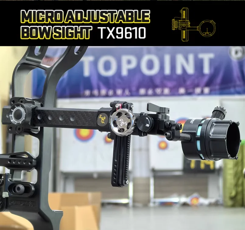 TX9610 Compound Bow Sight 4/6/8X Lens 6" Carbon Rod Long Pole 0.019" Fiber Optic Micro Adjustable Single Pin Aiming
TX9610 Compound Bow Sight 4/6/8X Lens 6" Carbon Rod Long Pole 0.019" Fiber Optic Micro Adjustable Single Pin Aiming