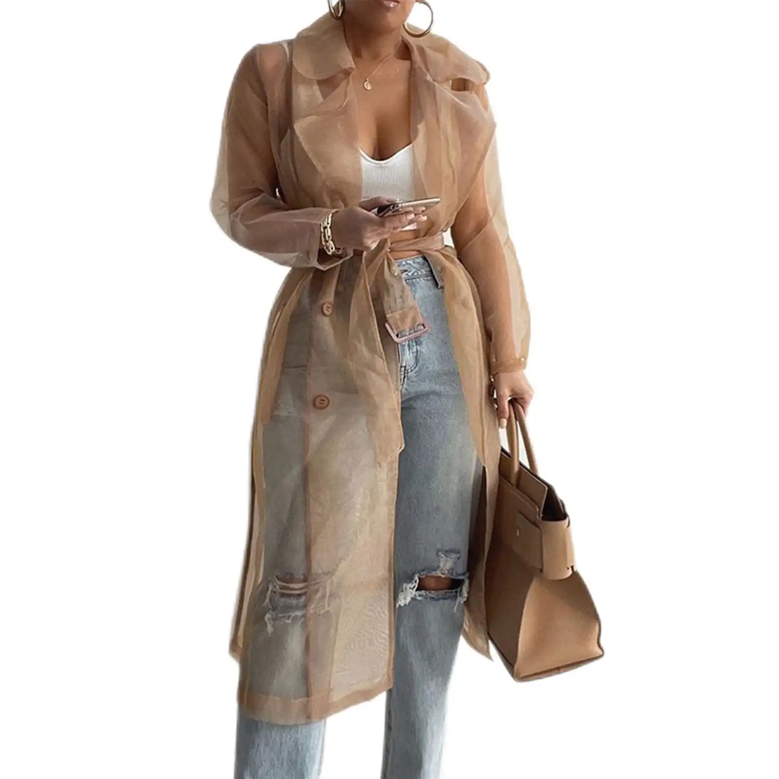 Womens Long Sleeves Notch Lapel Double-Breasted Mesh Long Organza Jackets Casual Outerwear
Womens Long Sleeves Notch Lapel Double-Breasted Mesh Long Organza Jackets Casual Outerwear