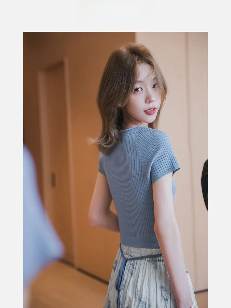 Вязаный топ из ледяного шелка ort Sve с квадратным воротником, женский летний новый Sle Ele Feel Small Valley ain Fraant Song
Вязаный топ из ледяного шелка ort Sve с квадратным воротником, женский летний новый Sle Ele Feel Small Valley ain Fraant Song