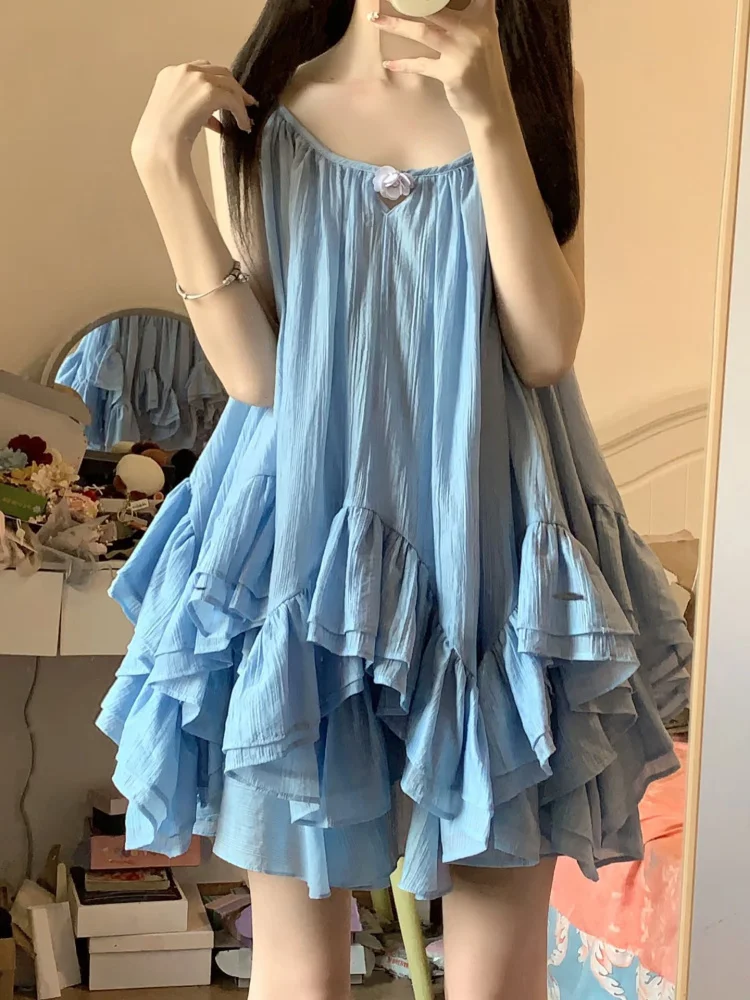 Summer Outfit Set Women's Beach Vacation Blue Halter Dress with Half Skirt Floral Lace Polyester Two-Piece Ensemble
Summer Outfit Set Women's Beach Vacation Blue Halter Dress with Half Skirt Floral Lace Polyester Two-Piece Ensemble
