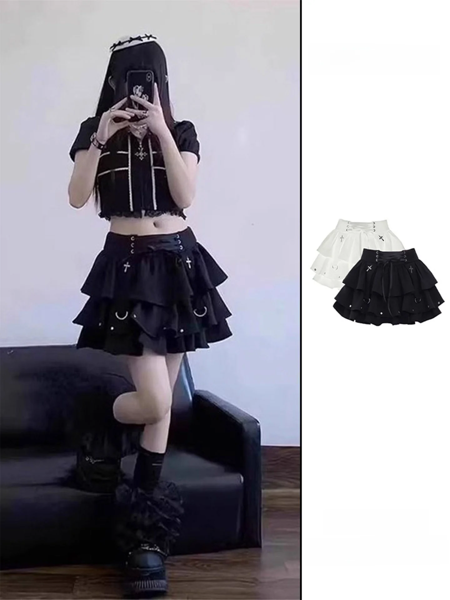 Punk Style Black Bow Tie Skirt High Waist Women's Spring Summer New Design Baking Cake Skirt Casual Commute Retro Skirt
Punk Style Black Bow Tie Skirt High Waist Women's Spring Summer New Design Baking Cake Skirt Casual Commute Retro Skirt