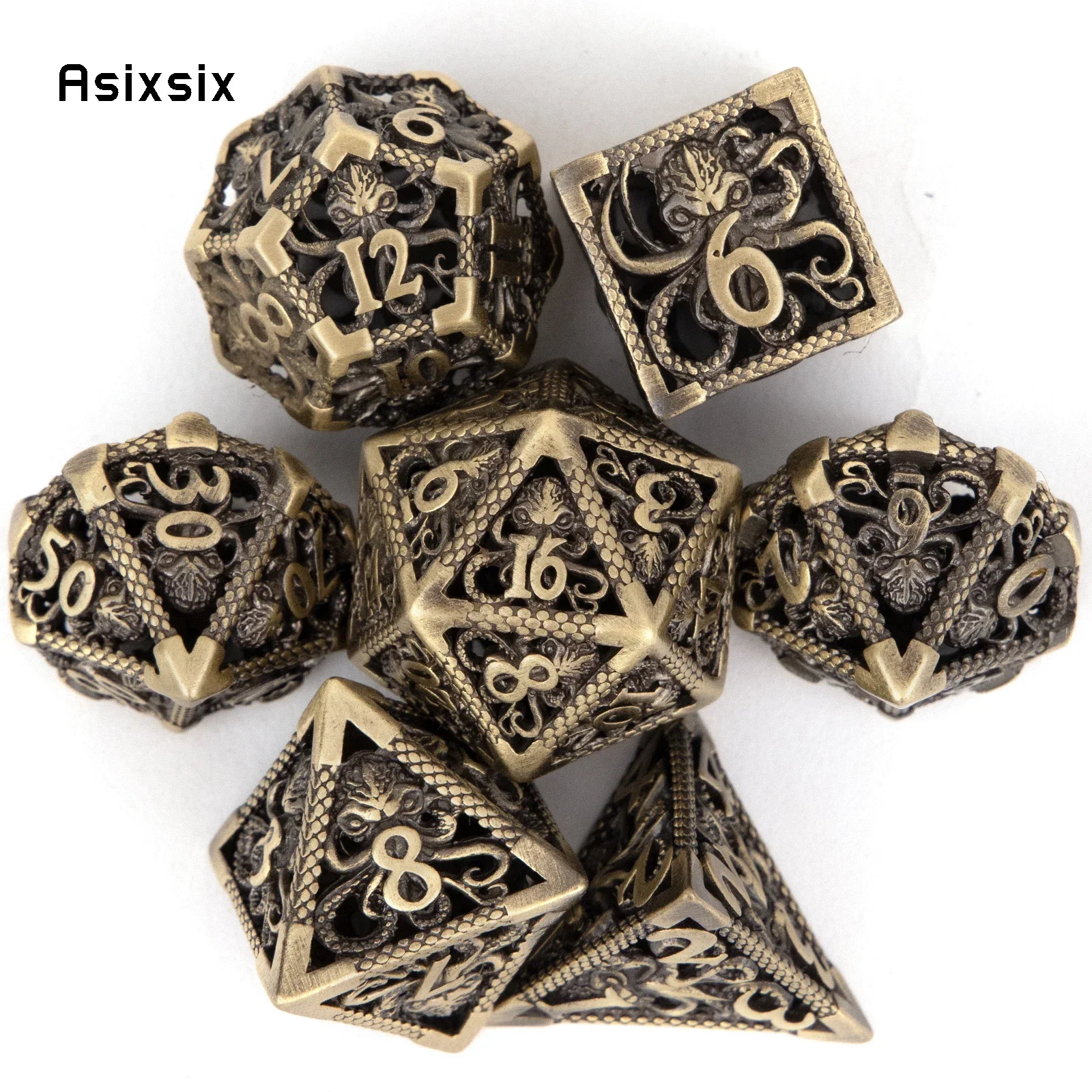 7 Pcs Yellow Squid Metal Dice Hollow Metal Polyhedral Dice Set Suitable For Role-Playing RPG Gift Card Game
7 Pcs Yellow Squid Metal Dice Hollow Metal Polyhedral Dice Set Suitable For Role-Playing RPG Gift Card Game