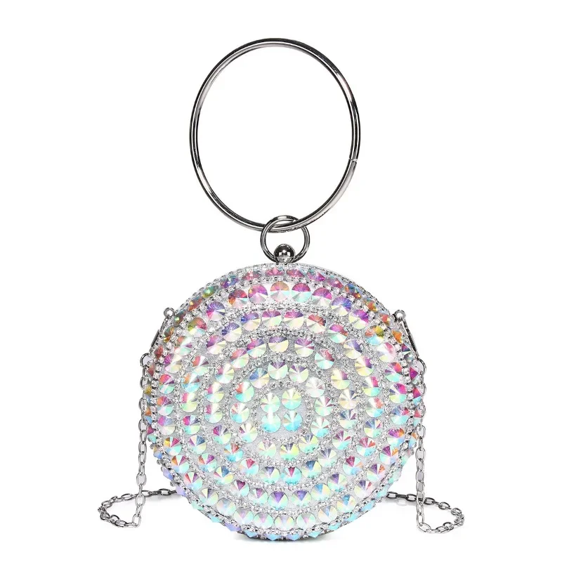 2023 New Colored Evening Clutch Diamond Wrist Bag Round Metal Small Circle Silver Bag Bling Glitter Purse Ladies Hand Bags
2023 New Colored Evening Clutch Diamond Wrist Bag Round Metal Small Circle Silver Bag Bling Glitter Purse Ladies Hand Bags