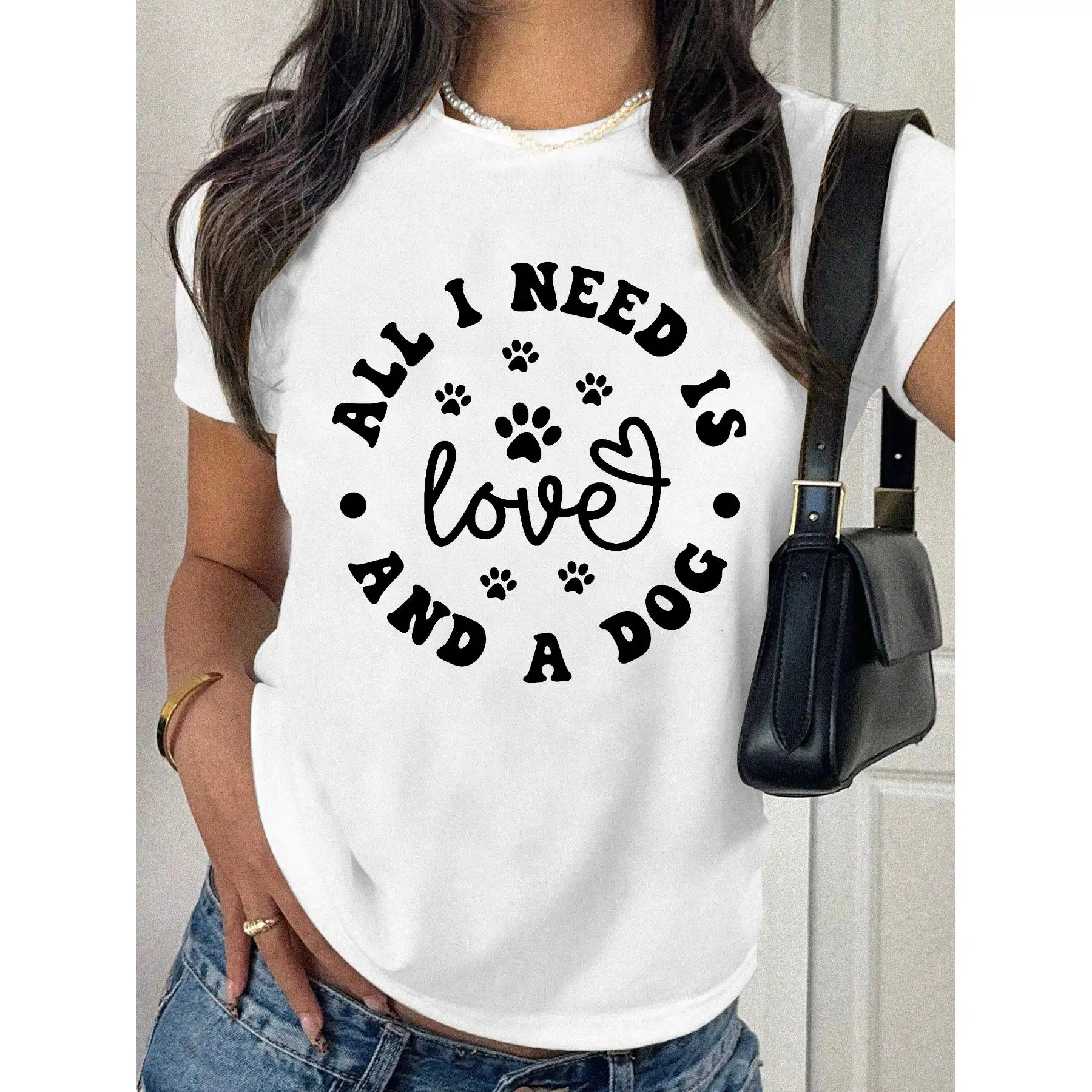 Women All I Need Is Love And A Dog T-Shirt Funny Dog Lover Paw Print Graphic Tee Pet Owner Humorous Slogan Casual Top Gift
Women All I Need Is Love And A Dog T-Shirt Funny Dog Lover Paw Print Graphic Tee Pet Owner Humorous Slogan Casual Top Gift