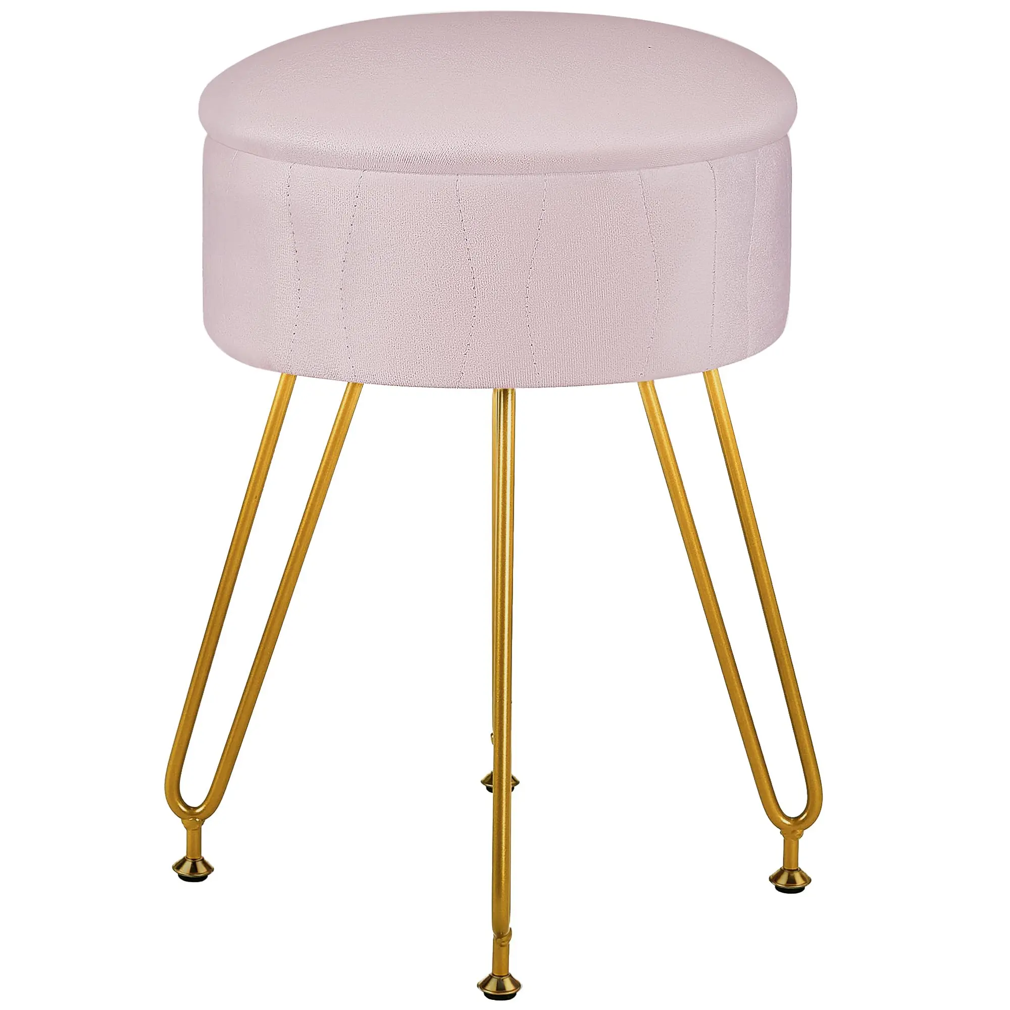 Round Upholstered Vanity Stool With Storage, Padded Seat And Metal Hairpin Legs For Bedroom, Living Room Or Entryway
Round Upholstered Vanity Stool With Storage, Padded Seat And Metal Hairpin Legs For Bedroom, Living Room Or Entryway