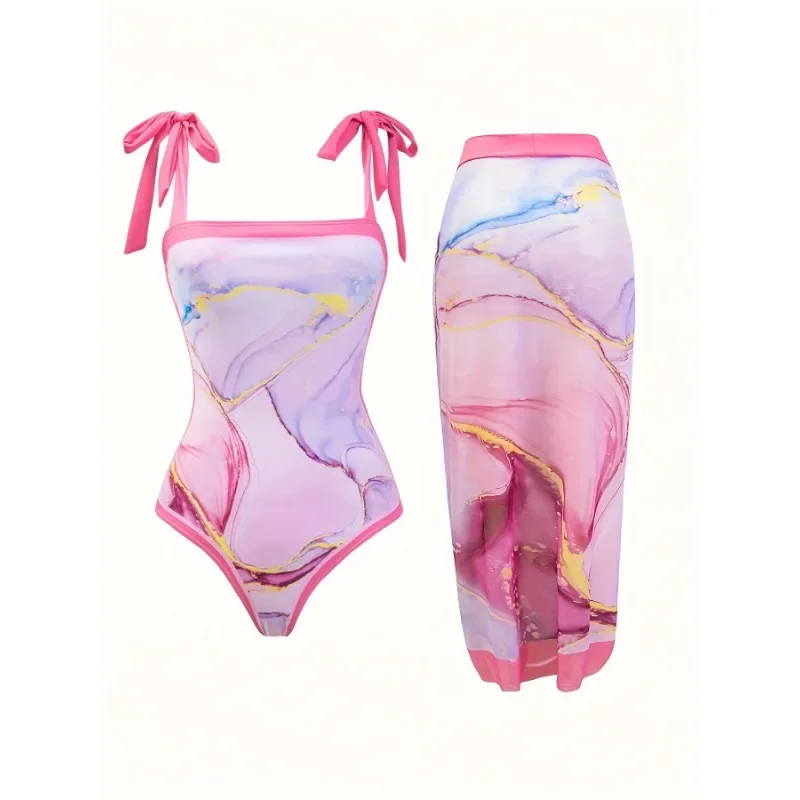 Модный костюм бикини с мраморным волнистым принтом, сексуальный купальник с высокой талией, цельный купальник с ремешком и юбкой, женский костюм на шнуровке
Модный костюм бикини с мраморным волнистым принтом, сексуальный купальник с высокой талией, цельный купальник с ремешком и юбкой, женский костюм на шнуровке