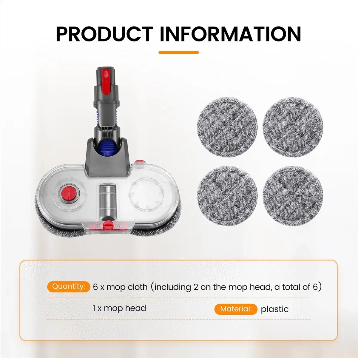 A74X Electric Mop Attachment for Dyson V7 V8 V10 V11 V15 Vacuum Cleaner, Including Removable Water Tank
A74X Electric Mop Attachment for Dyson V7 V8 V10 V11 V15 Vacuum Cleaner, Including Removable Water Tank
