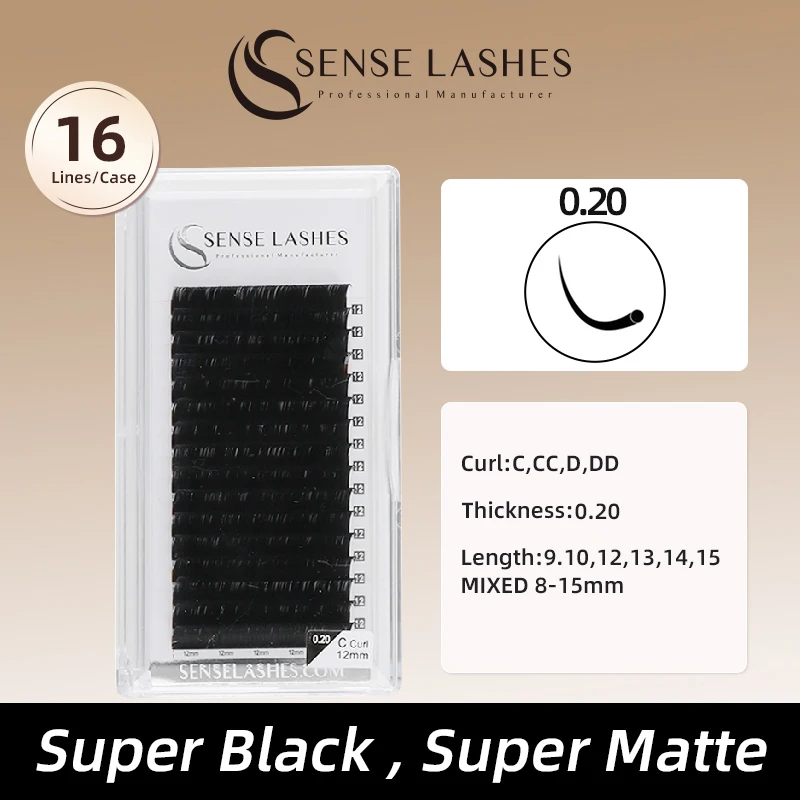 SENSE LASHES 16 Rows Individual Lashes 0.20mm C/CC/D/DD Curl Premium Matte Black Classic Eyelash Extensions
SENSE LASHES 16 Rows Individual Lashes 0.20mm C/CC/D/DD Curl Premium Matte Black Classic Eyelash Extensions