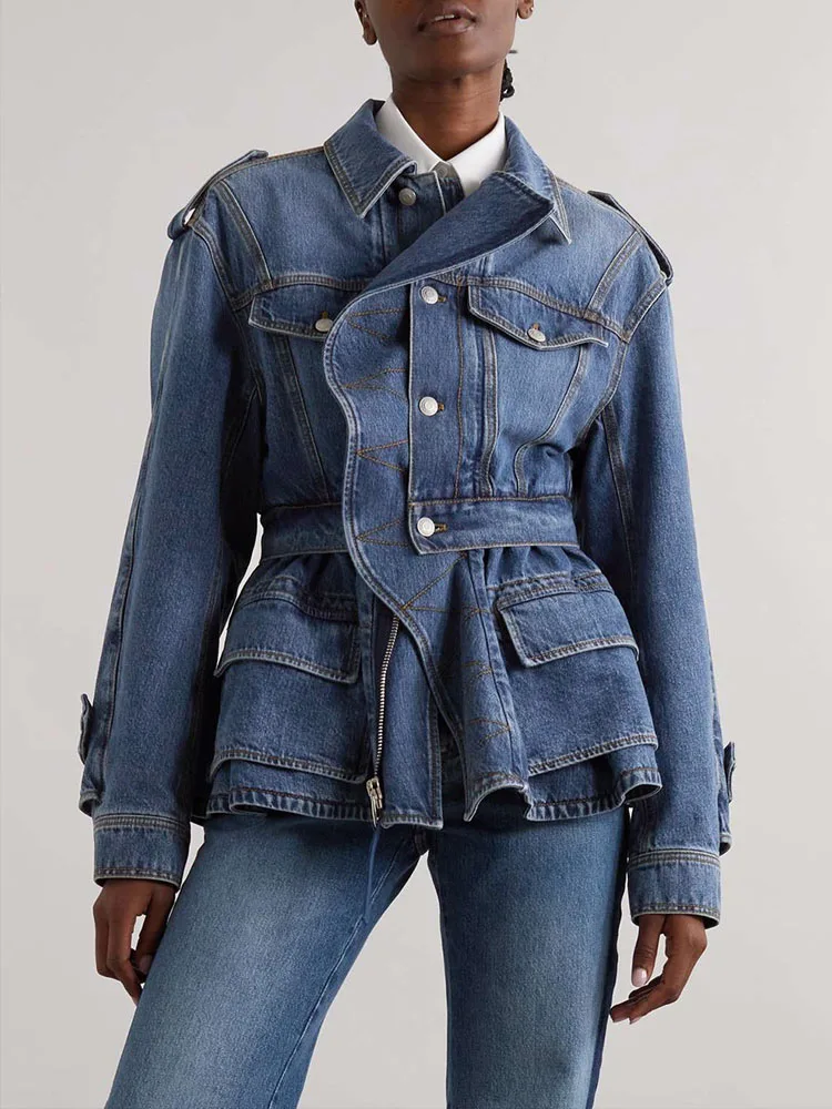 BKQU Vintage Denim Jacket for Women 2026 Spring New Lapel Long Sleeve Button Zipper Patchwork Fashion Jean Coats High Street
BKQU Vintage Denim Jacket for Women 2026 Spring New Lapel Long Sleeve Button Zipper Patchwork Fashion Jean Coats High Street