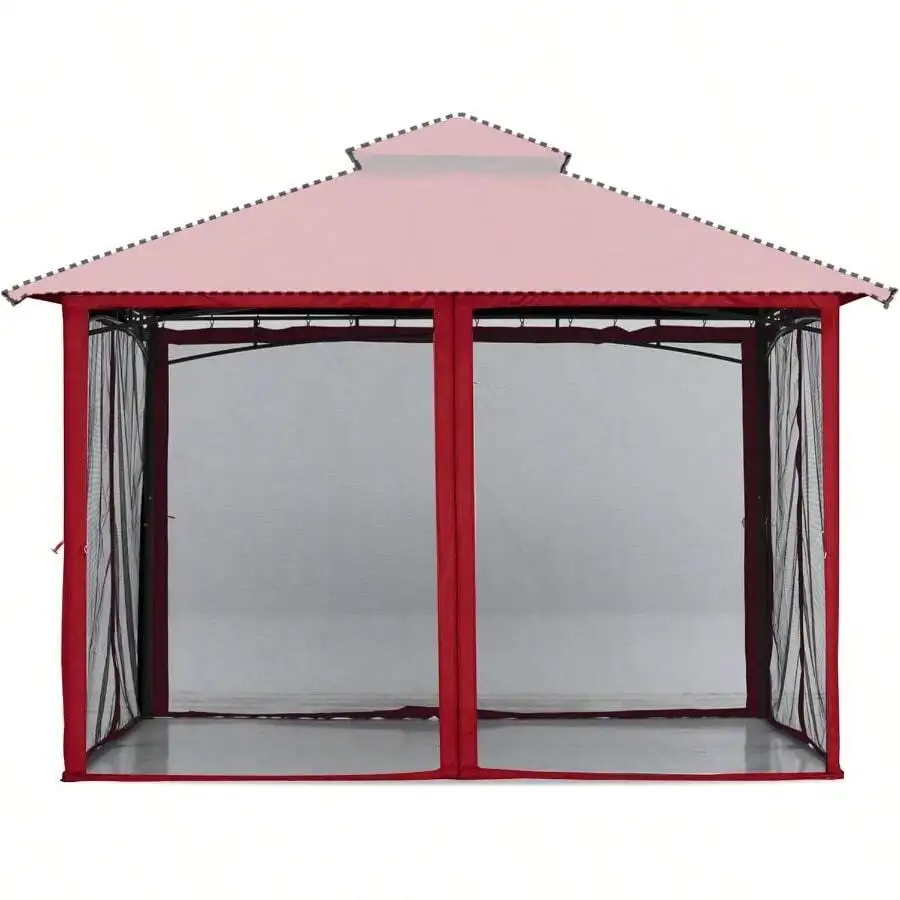 Patio Gazebo With Mosquito Netting Screen Walls 10x12 Feet Burgundy
Patio Gazebo With Mosquito Netting Screen Walls 10x12 Feet Burgundy