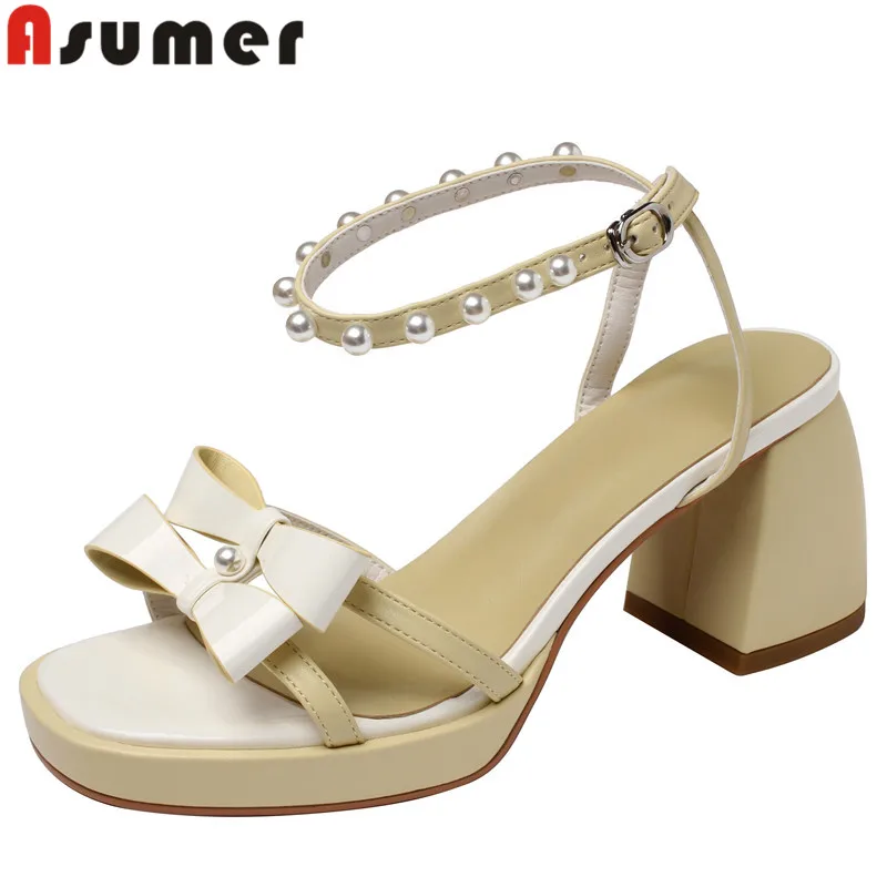 ASUMER 2024 New Microfiber String Bead Women Sandals Ladies Butterfly Knot Buckle Sandals Thick High Heels Platform Sandals
ASUMER 2024 New Microfiber String Bead Women Sandals Ladies Butterfly Knot Buckle Sandals Thick High Heels Platform Sandals
