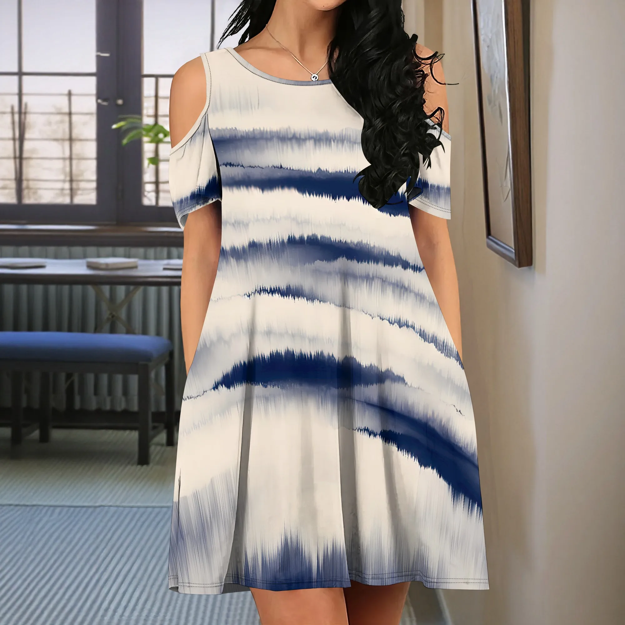 EQQZD Standard Size Off Shoulder Dress with Tie-Dyed Prints, Women's Summer Casual Short Sleeve Mini Dress
EQQZD Standard Size Off Shoulder Dress with Tie-Dyed Prints, Women's Summer Casual Short Sleeve Mini Dress