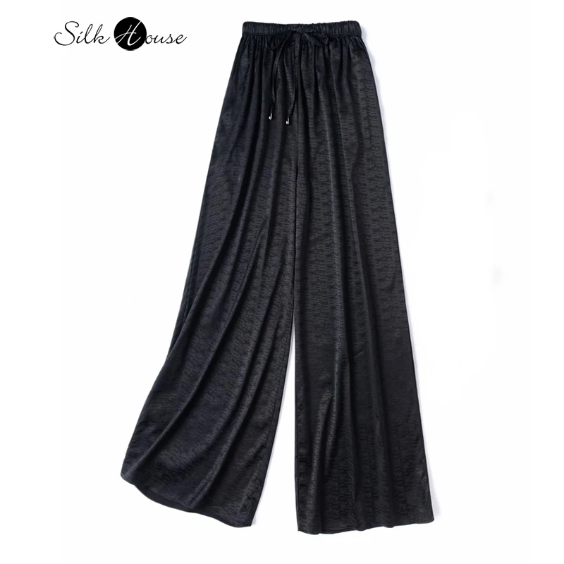2025 Women's Autumn New 92% Natural Mulberry Silk Elastic SangBo Satin Elastic Waist Drawstring Loose Black Wide Leg Pants
2025 Women's Autumn New 92% Natural Mulberry Silk Elastic SangBo Satin Elastic Waist Drawstring Loose Black Wide Leg Pants