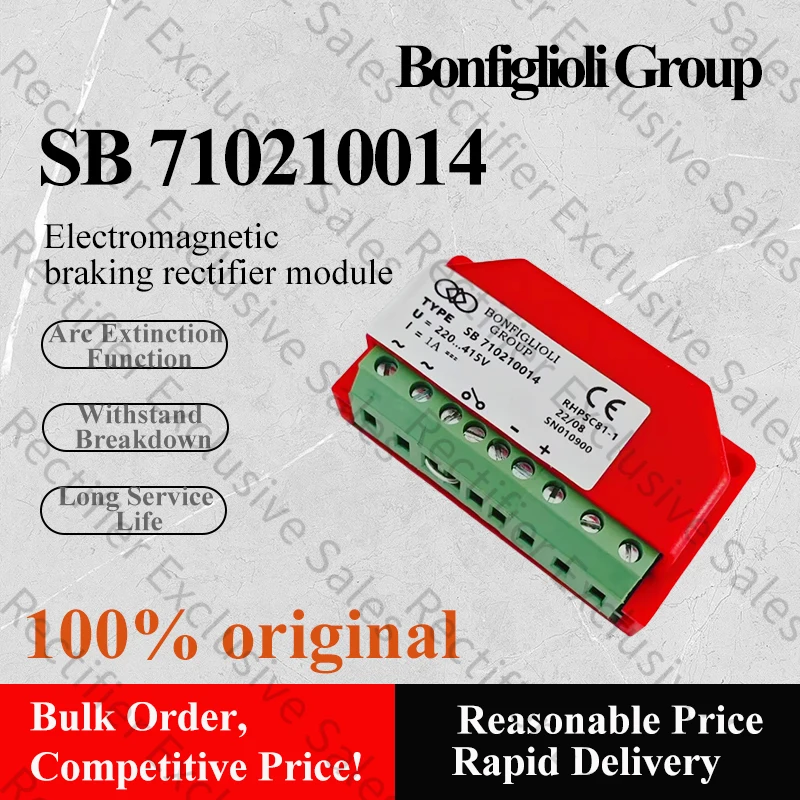 Bonfiglioli SB 710210014 Motor Brake, Brake Excitation Rectifier 220-415V 1A
Bonfiglioli SB 710210014 Motor Brake, Brake Excitation Rectifier 220-415V 1A