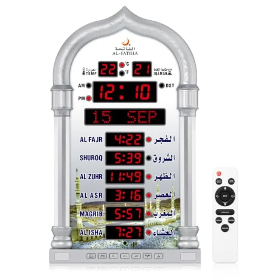 Azan Clock LED Muslim Prayer Clock Athan Wall Clock Read Home/Office/Mosque Digital Azan Clock Home Decor
Azan Clock LED Muslim Prayer Clock Athan Wall Clock Read Home/Office/Mosque Digital Azan Clock Home Decor