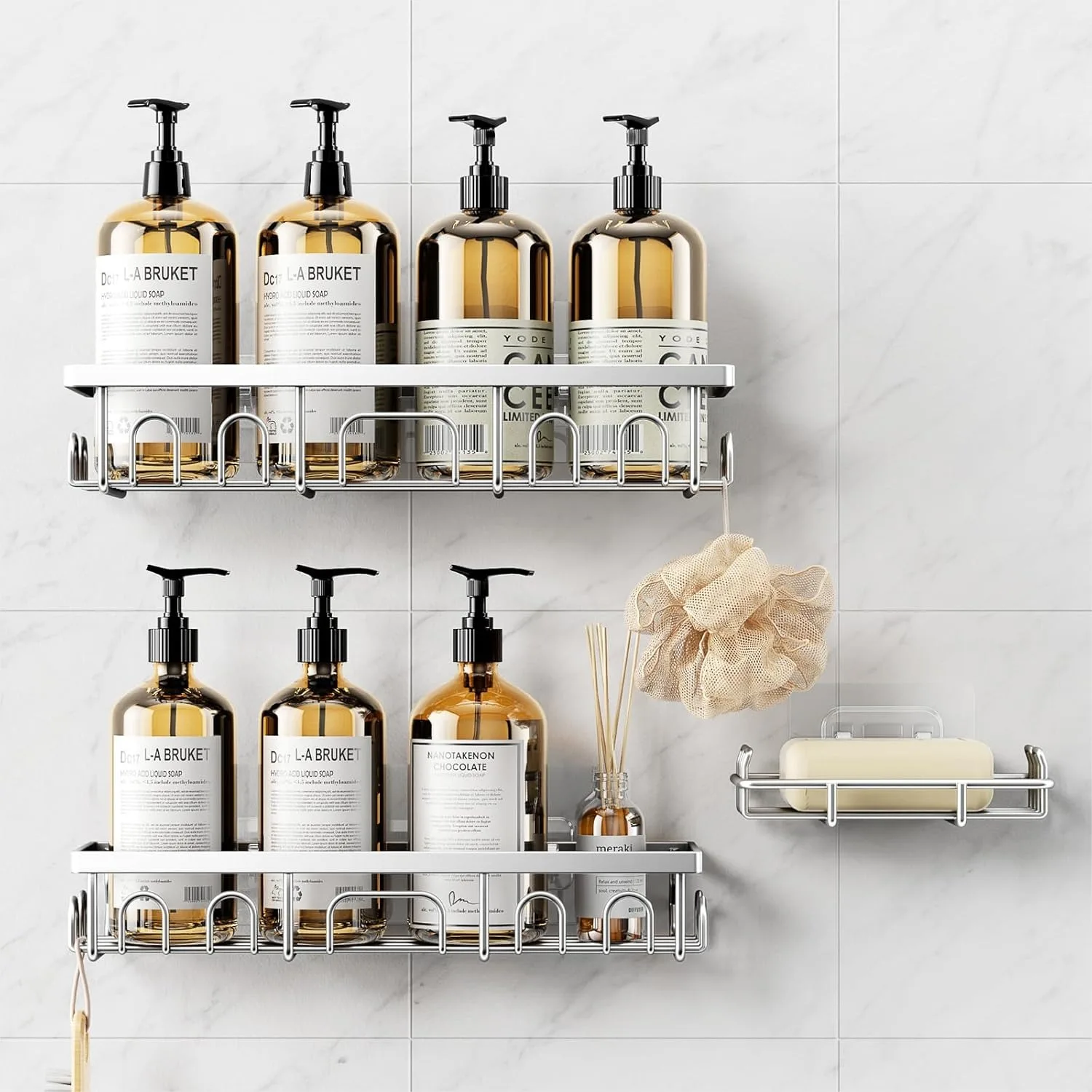 3 Pack Shower Caddy with Soap Holder, Rustproof Adhesive Bathroom Shelves for Inside Shower, No Drilling Organizer for Kitchen
3 Pack Shower Caddy with Soap Holder, Rustproof Adhesive Bathroom Shelves for Inside Shower, No Drilling Organizer for Kitchen