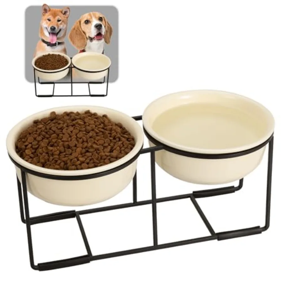Ceramic Eevated Dog Bow et - Raied Food and Water Bow with Meta tand - Doube Pet Dihe for ma and Medium Dog - 2 Cup - 27 f oz
Ceramic Eevated Dog Bow et - Raied Food and Water Bow with Meta tand - Doube Pet Dihe for ma and Medium Dog - 2 Cup - 27 f oz