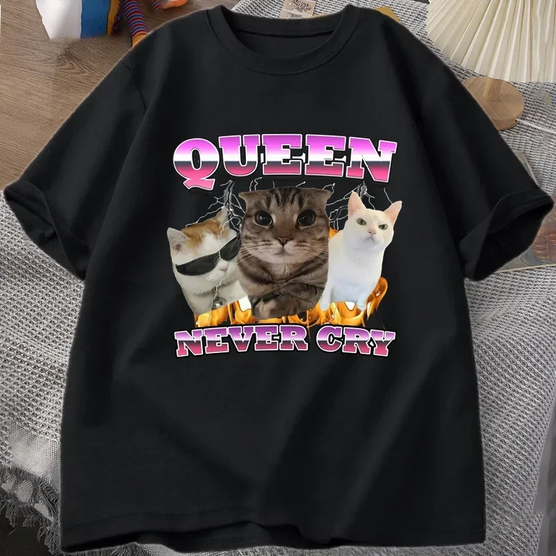Новая футболка Queen Never Cry с забавным котом-мемом, мужская и женская футболка с глупыми кошками, забавная футболка с надписью, повседневные футболки с короткими рукавами и графикой
Новая футболка Queen Never Cry с забавным котом-мемом, мужская и женская футболка с глупыми кошками, забавная футболка с надписью, повседневные футболки с короткими рукавами и графикой