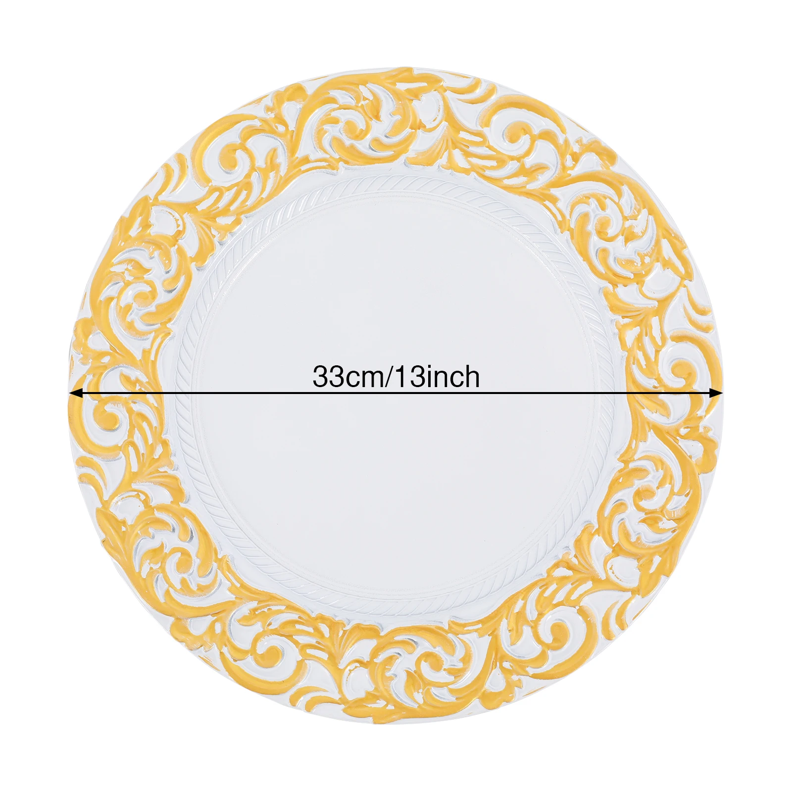 50Pcs 33cm/13in Antique Charger Plates White+Gold, European Retro Decorative Plate for Table Dinner Kitchen, Party, Banquets
50Pcs 33cm/13in Antique Charger Plates White+Gold, European Retro Decorative Plate for Table Dinner Kitchen, Party, Banquets