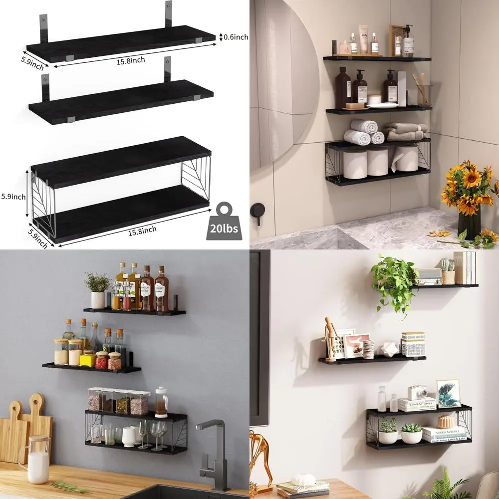 Трехуровневые плавающие полки в деревенском стиле для ванной комнаты, стиль фермерского дома 15,8, настенный декор для дома (черный)
Трехуровневые плавающие полки в деревенском стиле для ванной комнаты, стиль фермерского дома 15,8, настенный декор для дома (черный)