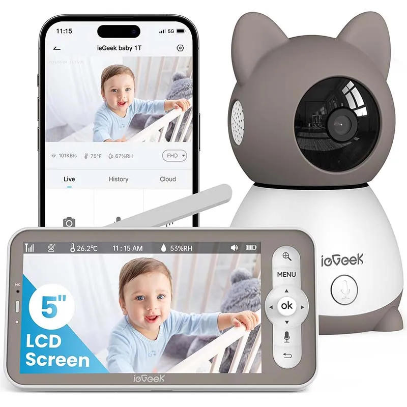 ieGeek Baby Monitor with 2K Camera and Audio - Video Monitor with 5" Screen - Night Vision, Two-Way Talk, Cry & Motion Detection
ieGeek Baby Monitor with 2K Camera and Audio - Video Monitor with 5" Screen - Night Vision, Two-Way Talk, Cry & Motion Detection
