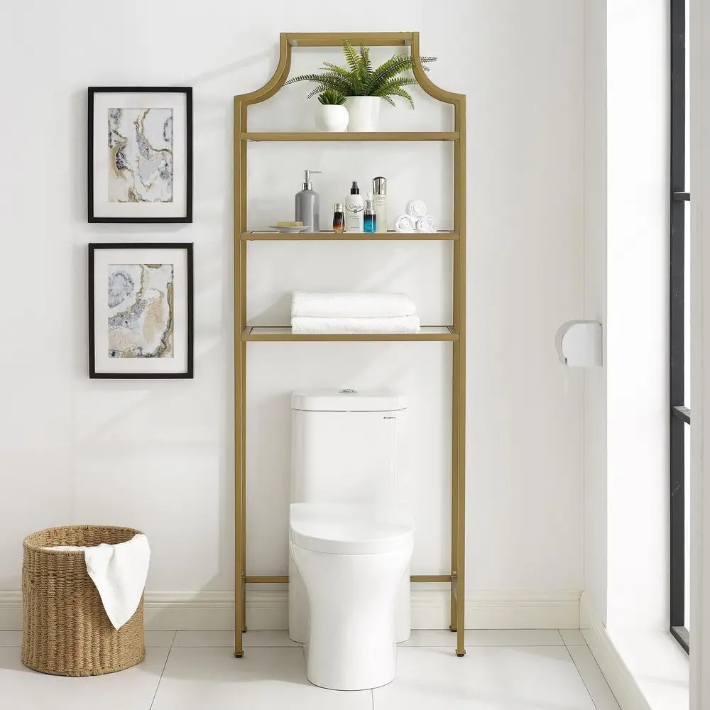 Over-the-Toilet Coastal Style Space Saver with Tempered Glass Shelves in Soft Gold
Over-the-Toilet Coastal Style Space Saver with Tempered Glass Shelves in Soft Gold