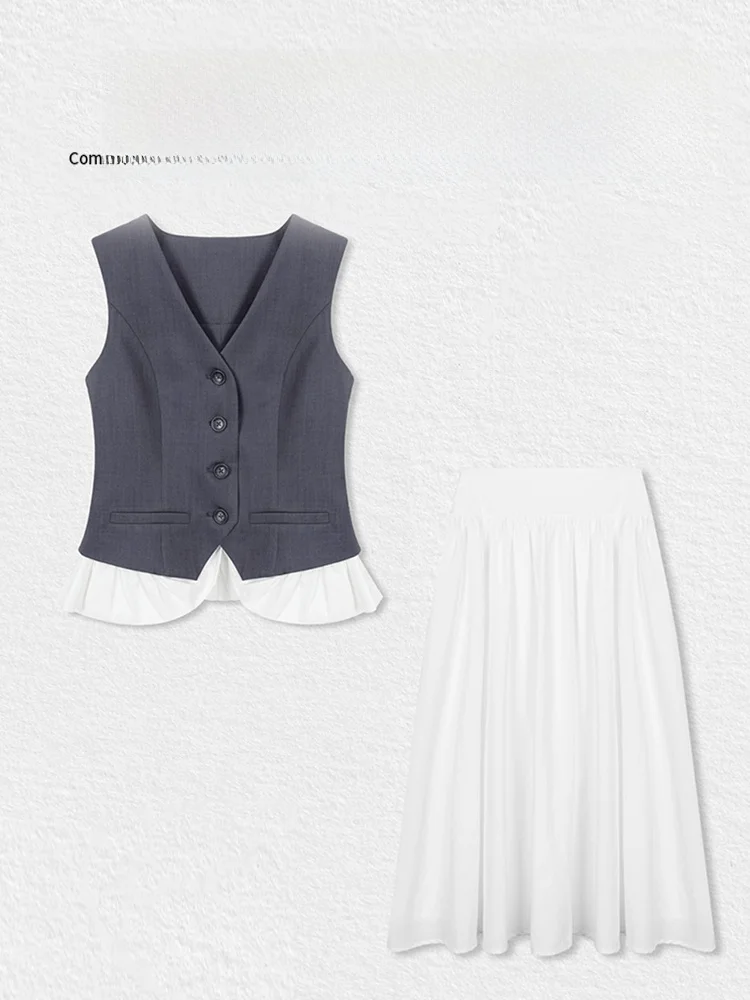 2026 Summer New Style V-Neck Sleeveless Vest Casual High Waist Skirt Two-Piece Set Breathable Medium Thickness Fashionable
2026 Summer New Style V-Neck Sleeveless Vest Casual High Waist Skirt Two-Piece Set Breathable Medium Thickness Fashionable