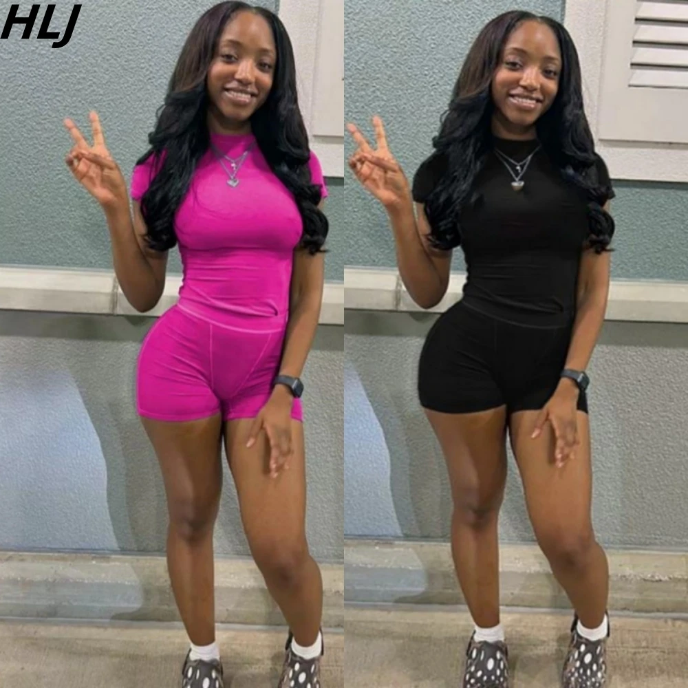 HLJ Casual Sporty Solid Two Piece Sets Women Slim Crop Top and Biker Shorts Sets Tracksuits Fitness Street Activewear Outfits
HLJ Casual Sporty Solid Two Piece Sets Women Slim Crop Top and Biker Shorts Sets Tracksuits Fitness Street Activewear Outfits