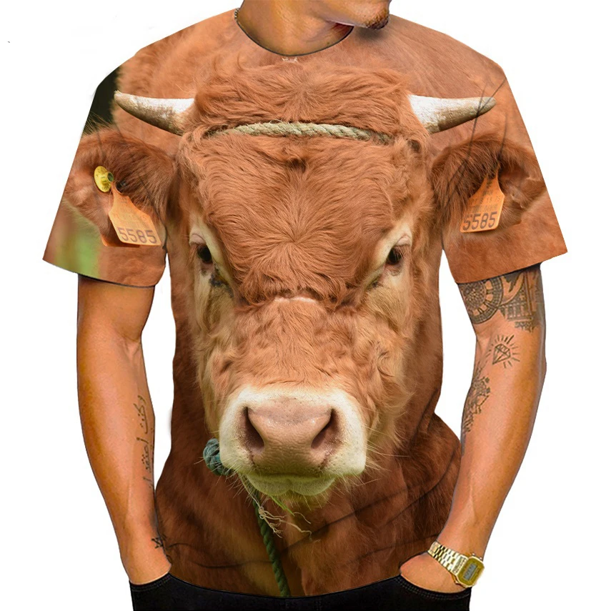 Fashion Men's T-shirt Funny Animal Cow Pattern Print Short-sleeved Bullfight Tops Tees Casual Oversized T Shirt Mens Streetwear
Fashion Men's T-shirt Funny Animal Cow Pattern Print Short-sleeved Bullfight Tops Tees Casual Oversized T Shirt Mens Streetwear