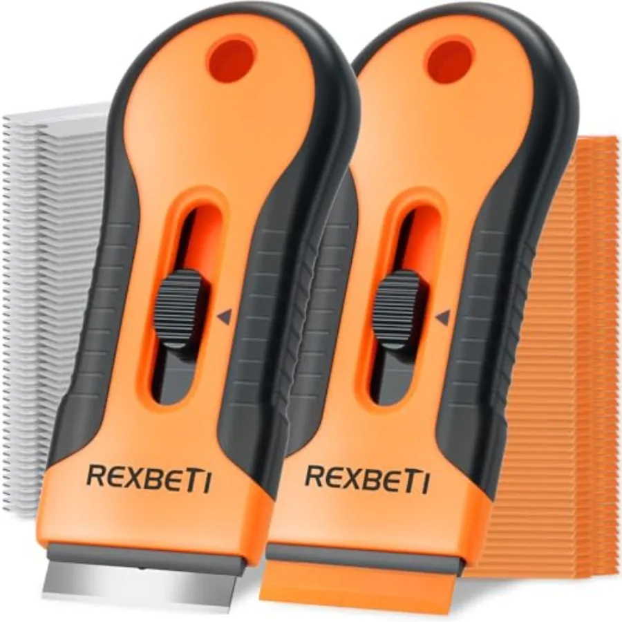 REXBETI Razor Blade Scraper Tool, 2 Pack Razor Scraper Set with Extra 80Pcs Razor Blades -30Pcs Metal and 50Pcs Plastic Blades,
REXBETI Razor Blade Scraper Tool, 2 Pack Razor Scraper Set with Extra 80Pcs Razor Blades -30Pcs Metal and 50Pcs Plastic Blades,