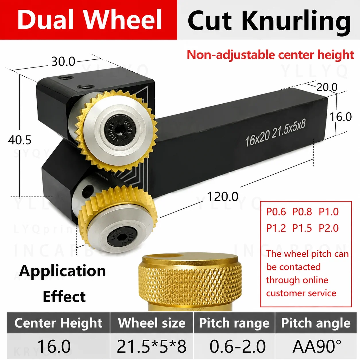 16×20mm Dual Wheel Cut Knurling Tool Non-Adjustable Center Height 30° Diamond 45° Square Pattern for CNC Metal Lathe Machine
16×20mm Dual Wheel Cut Knurling Tool Non-Adjustable Center Height 30° Diamond 45° Square Pattern for CNC Metal Lathe Machine