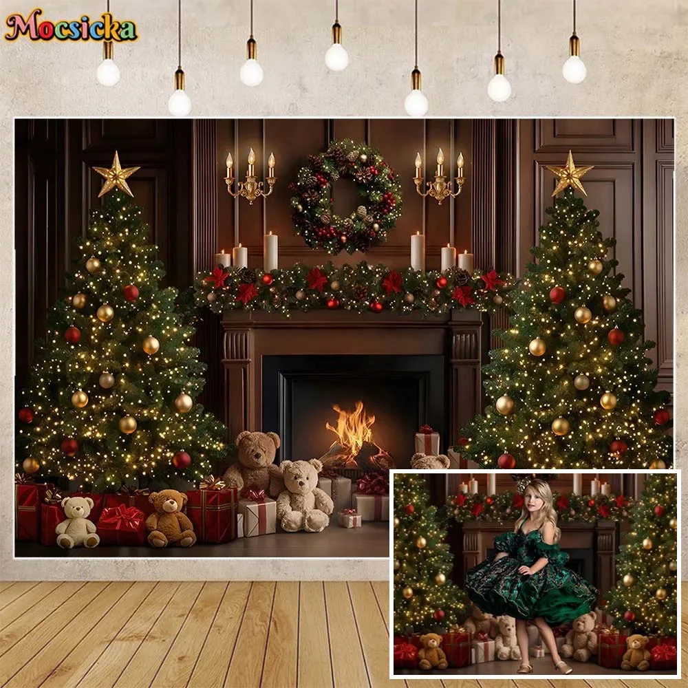 Mocsicka Christmas Backdrop for Photography Brown Vintage Wall Xmas Tree Wreath Bear Gift Boxes Family Portrait Photo Background
Mocsicka Christmas Backdrop for Photography Brown Vintage Wall Xmas Tree Wreath Bear Gift Boxes Family Portrait Photo Background