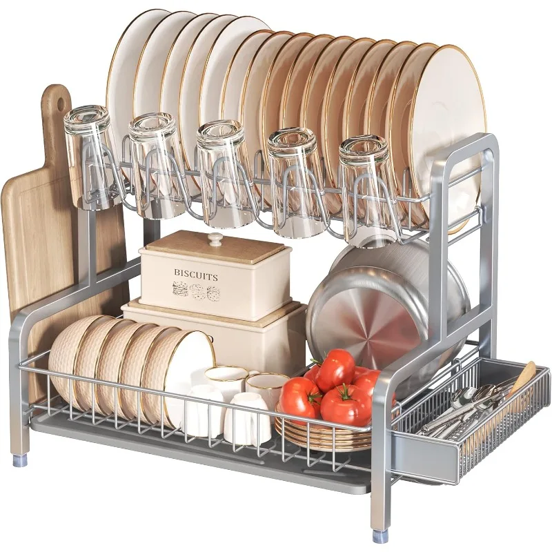 2 Tier Dish Drying Rack and Drainboard Set, Large Stainless Steel Dish Drainers for Kitchen Counter, Dish Strainer Shelf
2 Tier Dish Drying Rack and Drainboard Set, Large Stainless Steel Dish Drainers for Kitchen Counter, Dish Strainer Shelf