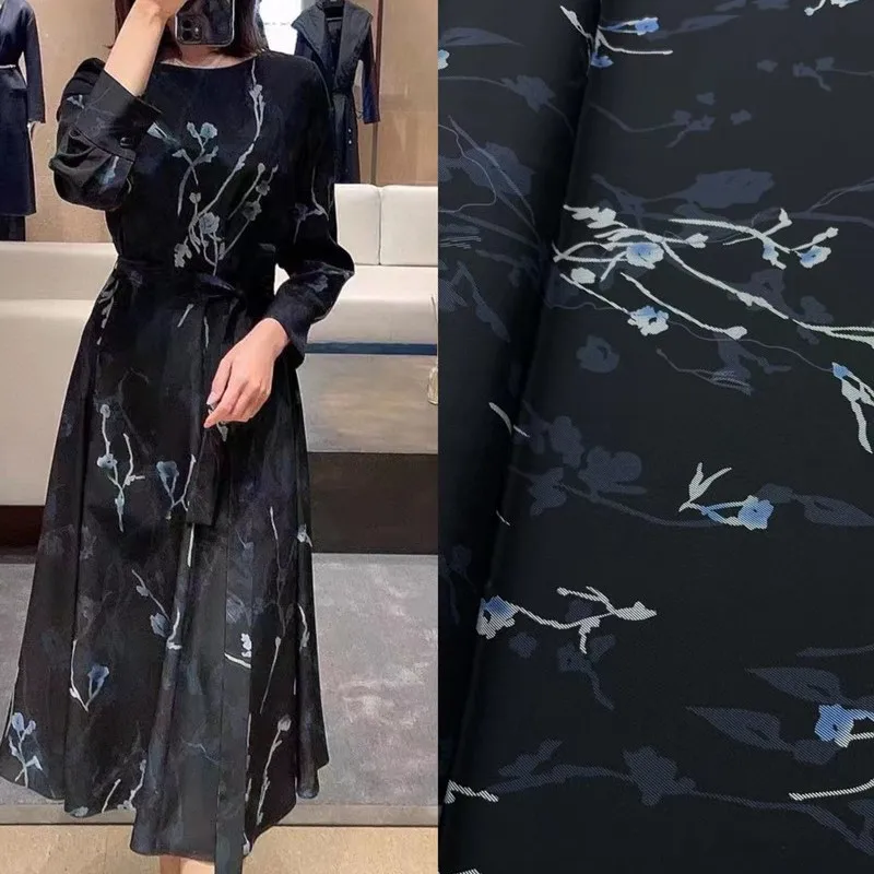 Black base printed elastic double crepe silk fabric elegant shirt dress clothing
Black base printed elastic double crepe silk fabric elegant shirt dress clothing