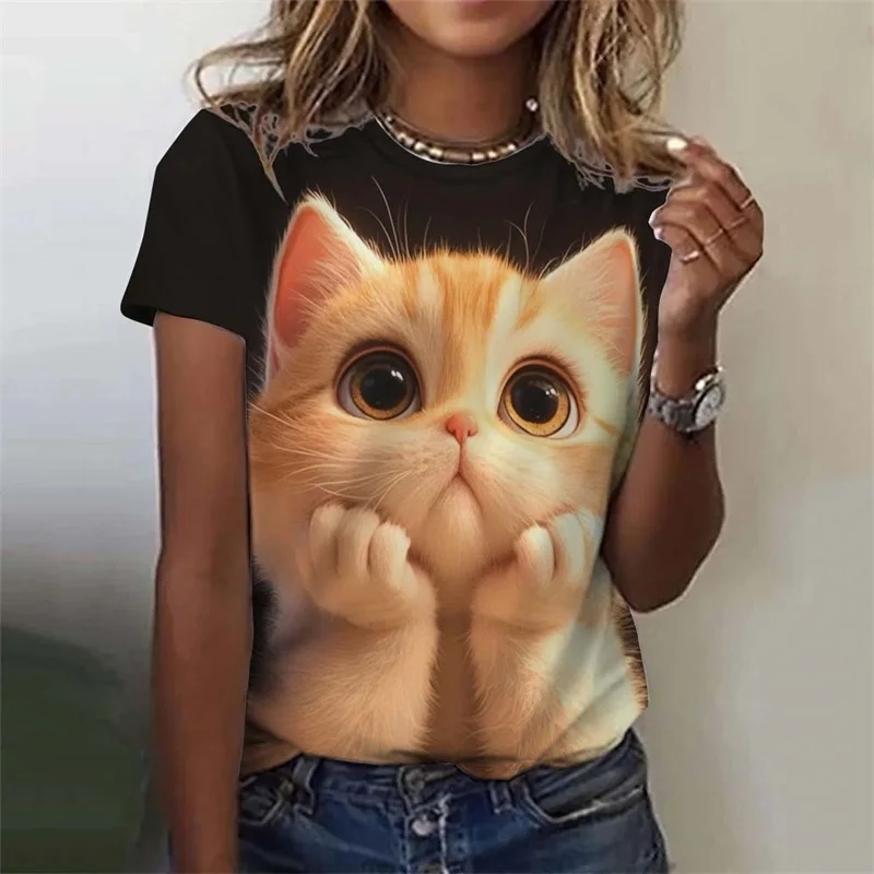 Women's Cute Cat Pattern T-shirt For Girls Summer Short Sleeve Casual Women's Oversized T-shirts Tops Fashion Crew Neck Shirt
Women's Cute Cat Pattern T-shirt For Girls Summer Short Sleeve Casual Women's Oversized T-shirts Tops Fashion Crew Neck Shirt