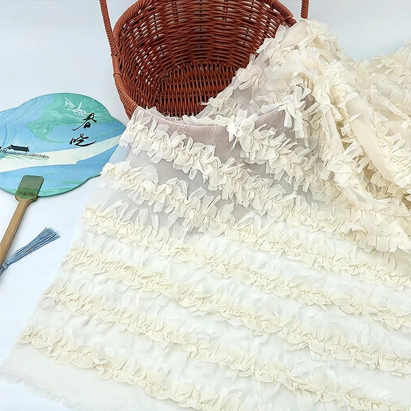Korean Style 3D Wood Ear Embroidery Fabric Tassel Flower Pleated Shirt Women's Dress with Embroidered Fabric Sewing
Korean Style 3D Wood Ear Embroidery Fabric Tassel Flower Pleated Shirt Women's Dress with Embroidered Fabric Sewing