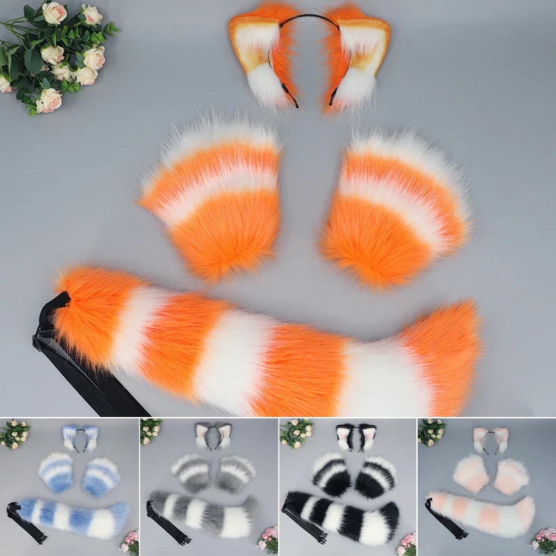 Orange/pink/balck Fluffy Animal Ears Headband Hair Hoop + Gloves + Fox Tail Set Lolita Fancy Dress Wolf Cosplay Halloween Props
Orange/pink/balck Fluffy Animal Ears Headband Hair Hoop + Gloves + Fox Tail Set Lolita Fancy Dress Wolf Cosplay Halloween Props