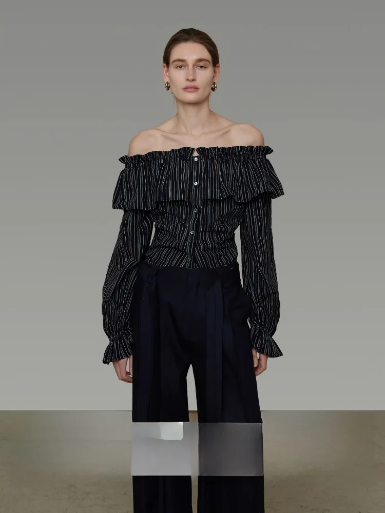 Женская полосатая блузка UNSPOKEN с одним открытым плечом, двухслойным воротником с рюшами, винтажный элегантный топ с открытыми плечами, хлопковая, с длинным рукавом
Женская полосатая блузка UNSPOKEN с одним открытым плечом, двухслойным воротником с рюшами, винтажный элегантный топ с открытыми плечами, хлопковая, с длинным рукавом