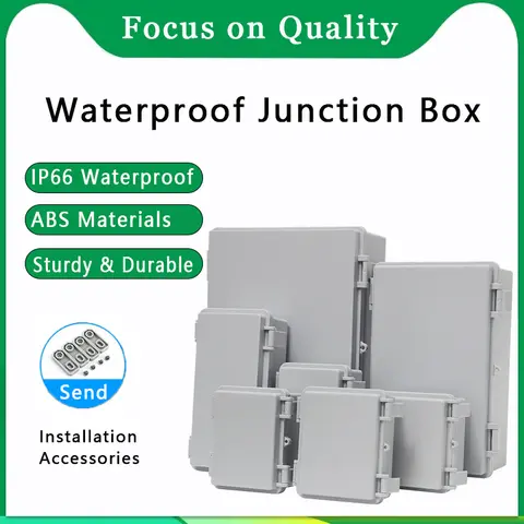 IP66 Outdoor Electronic Box Instrument Hinge Case Gray/Transparent Cover Enclosure ABS Plastic Waterproof Juction Box