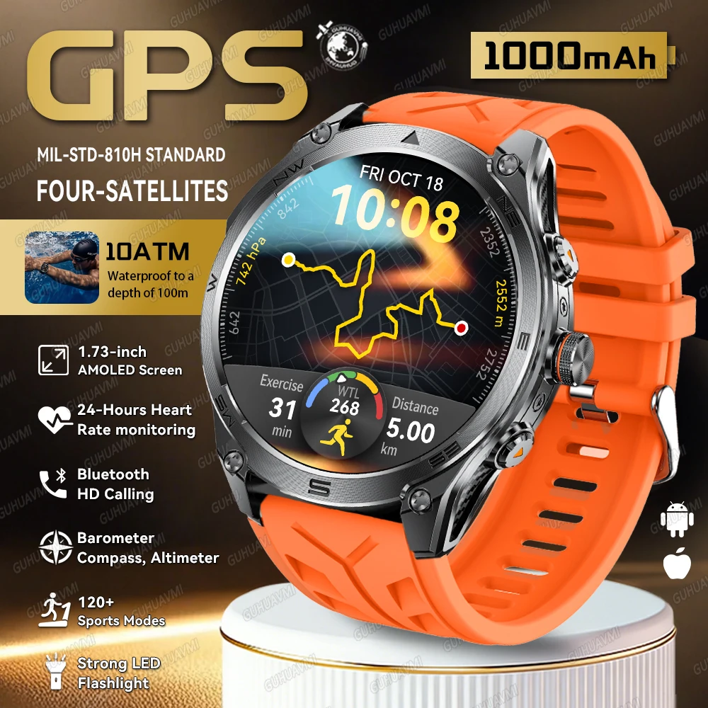 2026New Military Sports Smart Watch Men 1000mAh Battery 10ATM Swim Flashlight GPS trajectory Bluetooth Call Fitness Smartwatches
2026New Military Sports Smart Watch Men 1000mAh Battery 10ATM Swim Flashlight GPS trajectory Bluetooth Call Fitness Smartwatches
