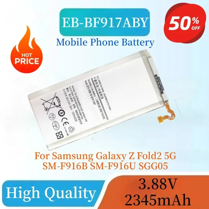 High Quality EB-BF917ABY Replacement Mobile Phone Battery 3.88V 2345mAh For Samsung Galaxy Z Fold2 5G SM-F916B SM-F916U SGG05
High Quality EB-BF917ABY Replacement Mobile Phone Battery 3.88V 2345mAh For Samsung Galaxy Z Fold2 5G SM-F916B SM-F916U SGG05